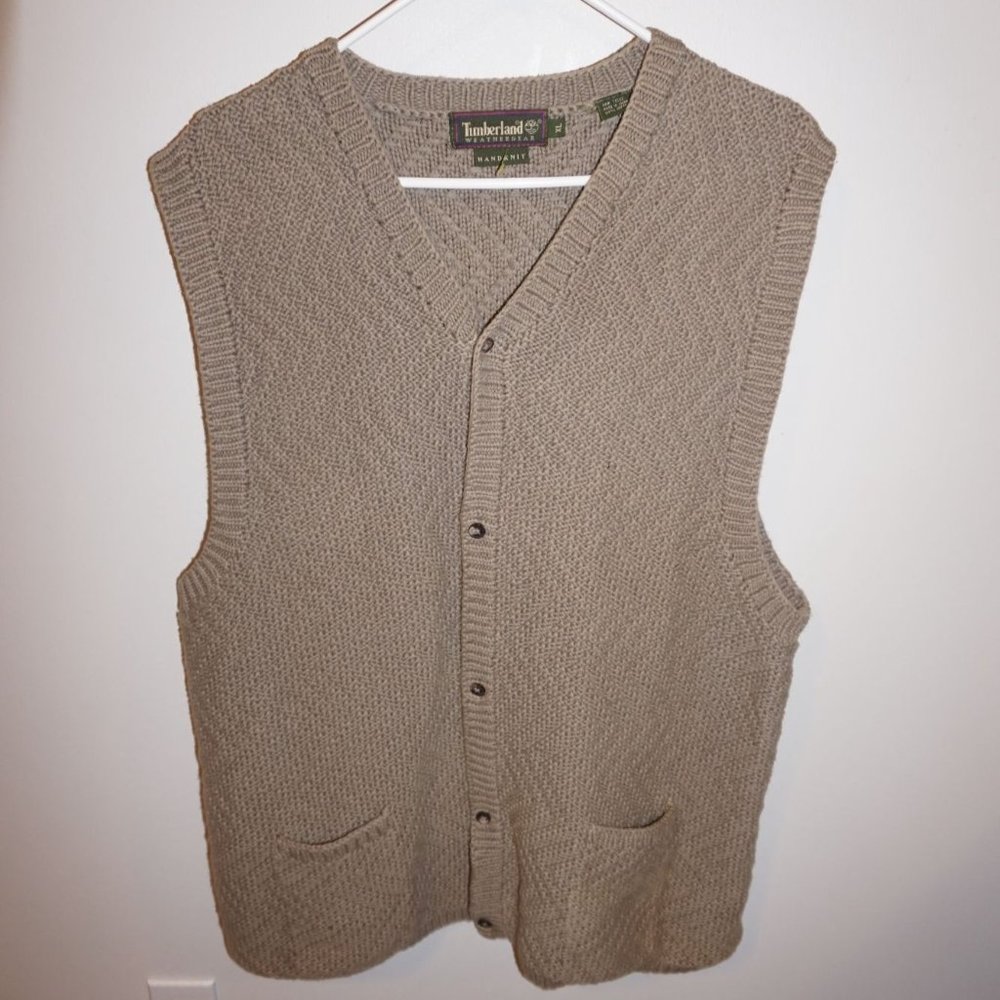 Vintage Timberland Weathergear Handknit Sweater Vest Button Men Size Xl 90s Y2k